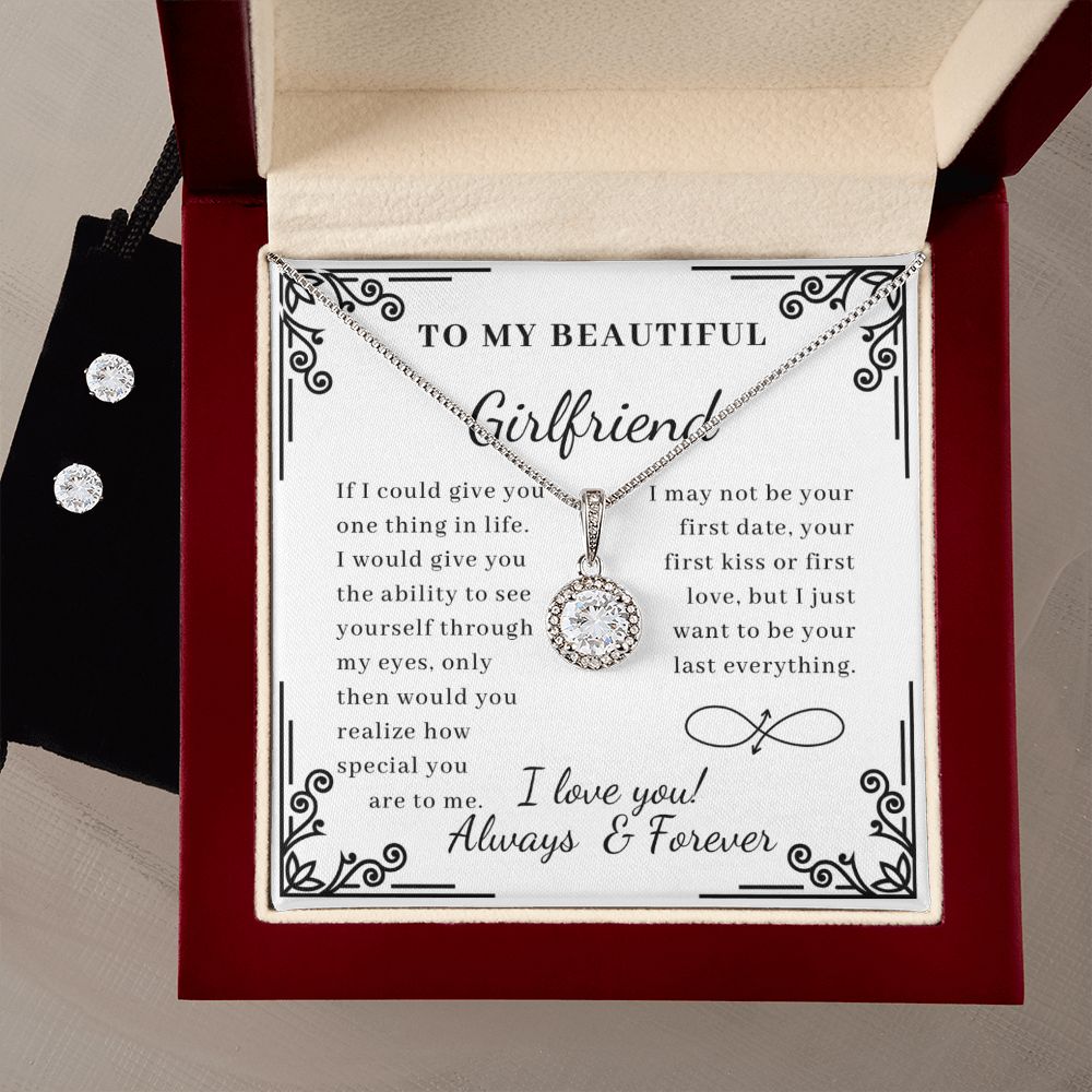 Girlfriend Necklace and Earring Set, Girlfriend Jewelry Gift Set | Custom Heart Design