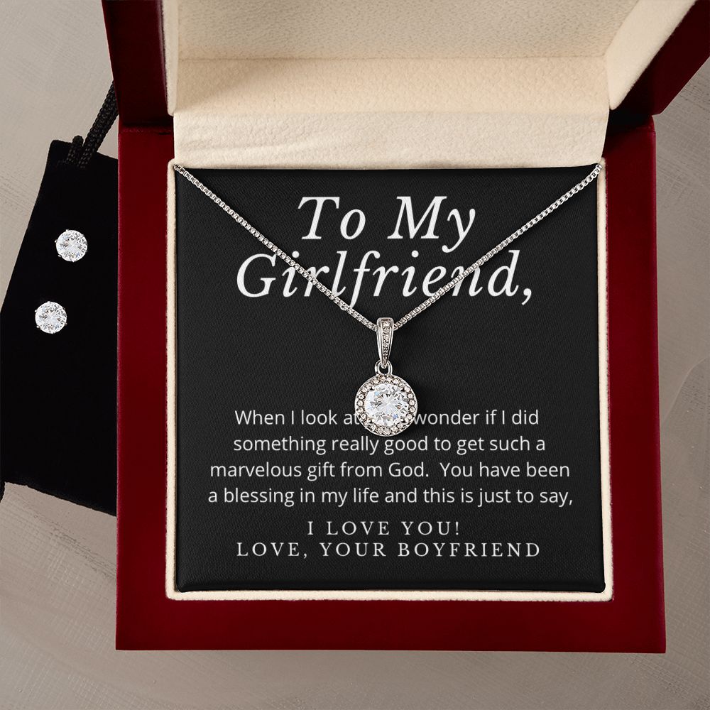 Girlfriend Necklace and Earring Set, Girlfriend Jewelry Gift Set | Custom Heart Design