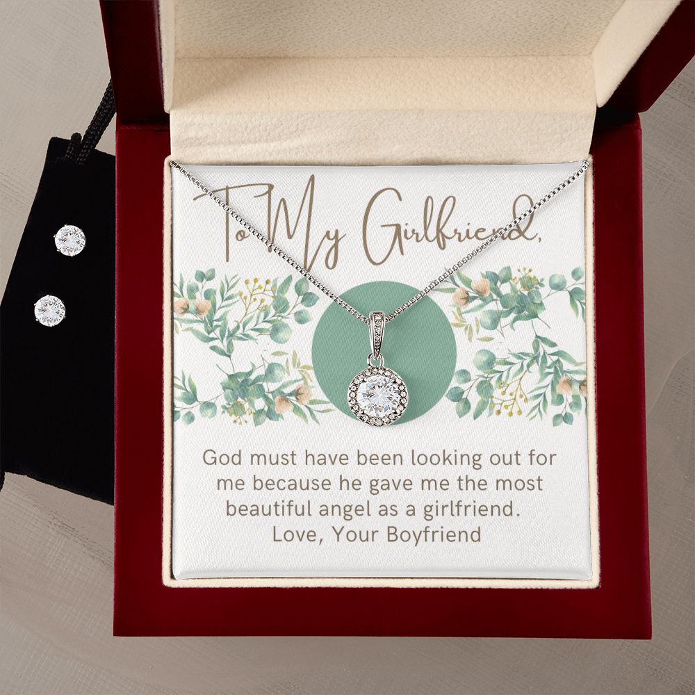 Girlfriend Necklace and Earring Set, Girlfriend Jewelry Gift Set | Custom Heart Design