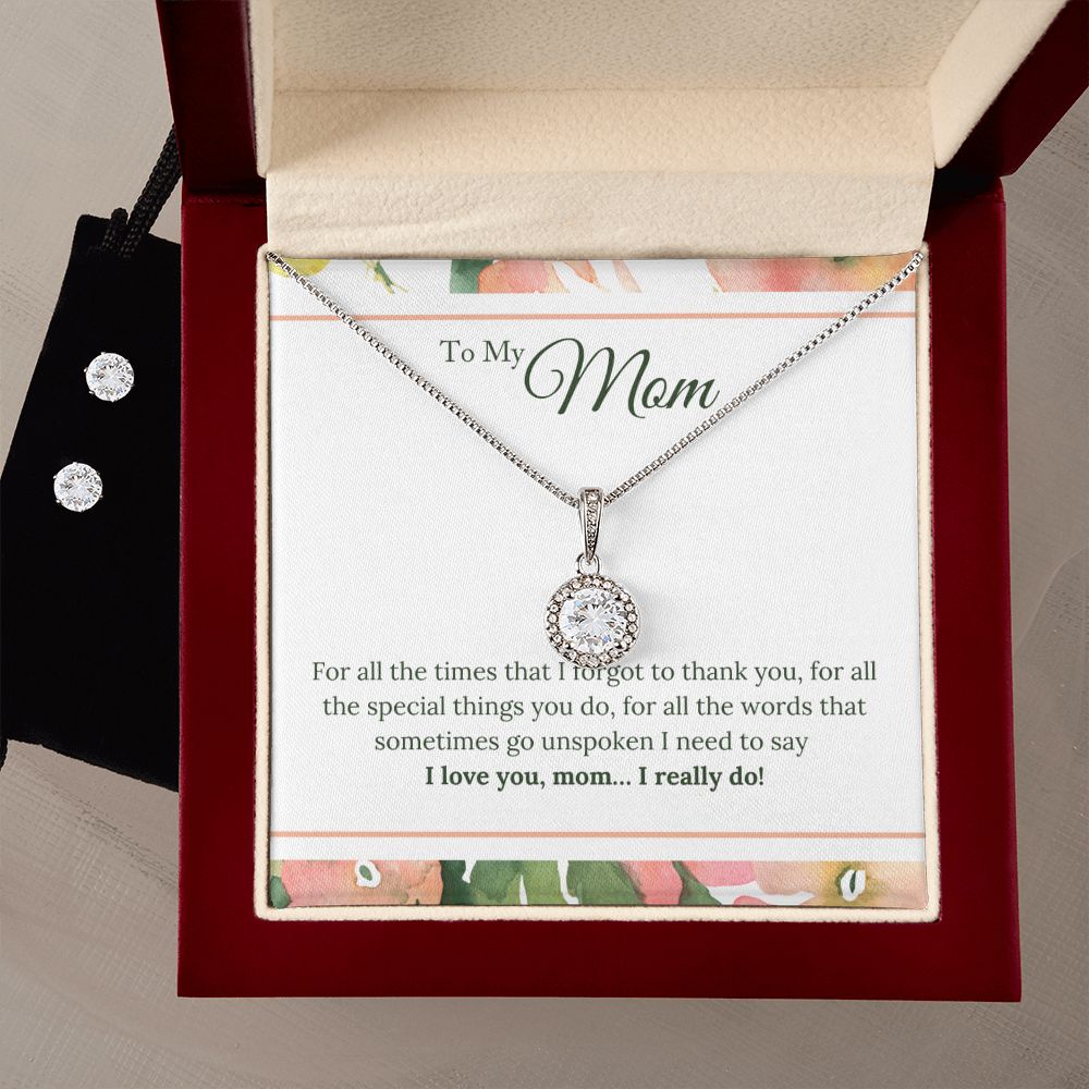 Mom Solitaire Jewelry Set-For all the times I forgot | Custom Heart Design