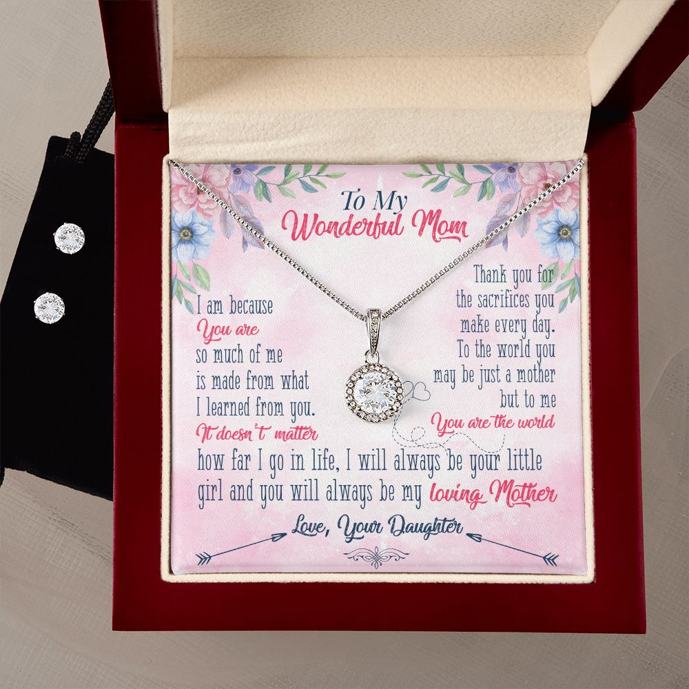 Mom Solitaire Jewelry Set, From Daughter-I am because you are - Custom Heart Design