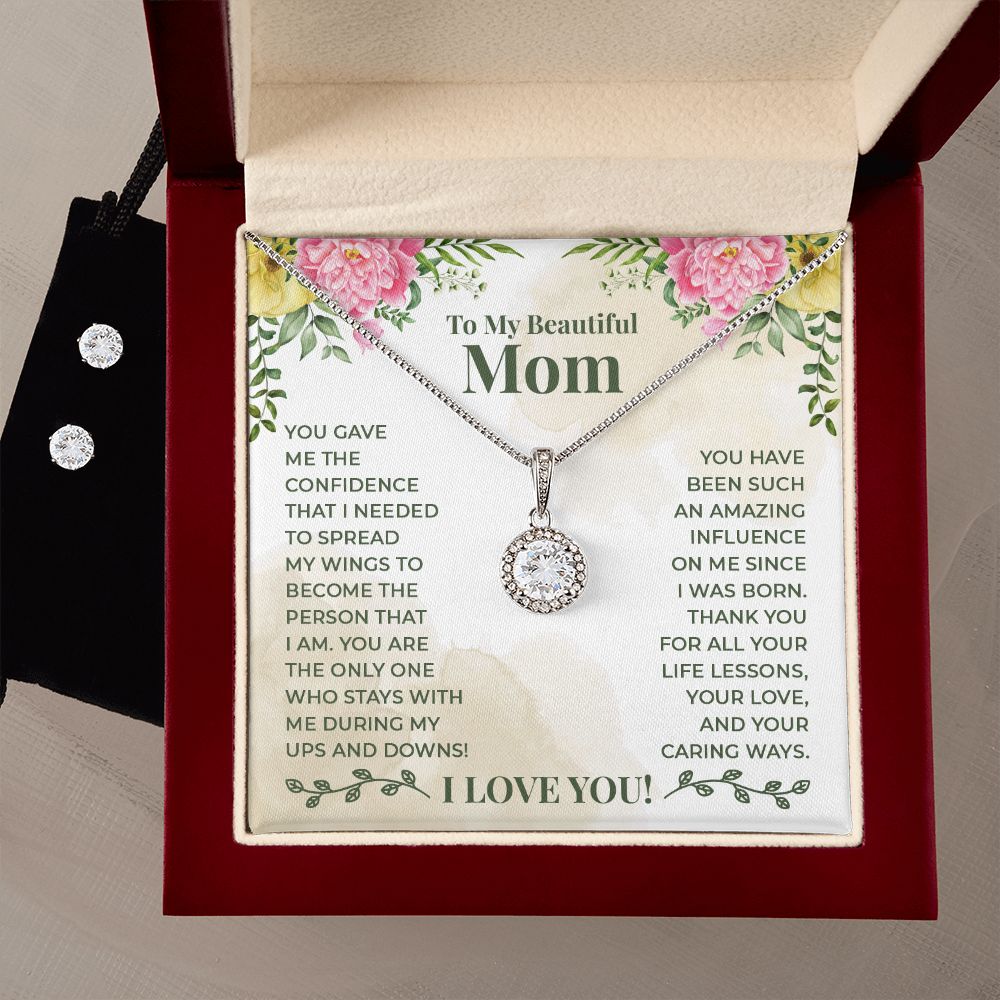 Mom Solitaire Jewelry Set-Thank you for your love | Custom Heart Design