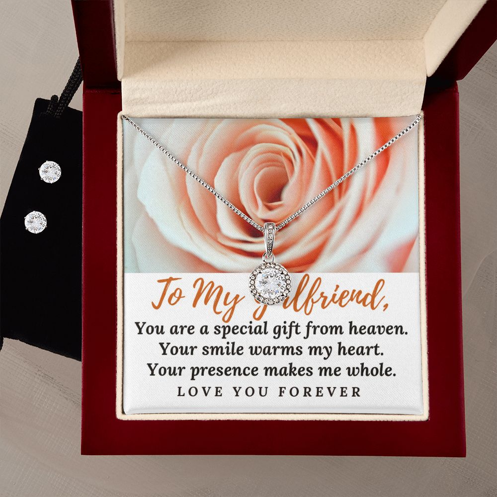 Girlfriend Necklace and Earring Set, Girlfriend Jewelry Gift Set | Custom Heart Design