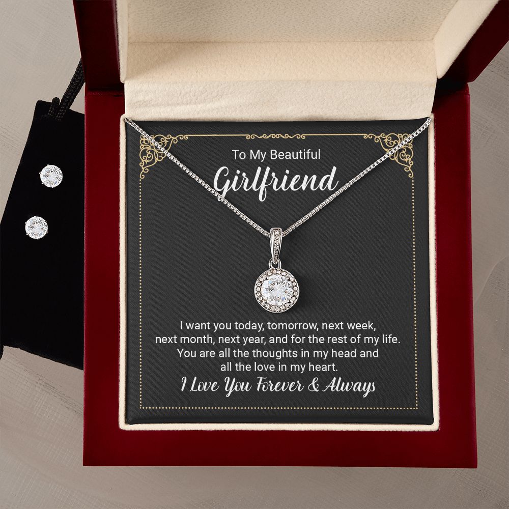 Girlfriend Necklace and Earring Set, Girlfriend Jewelry Gift Set | Custom Heart Design