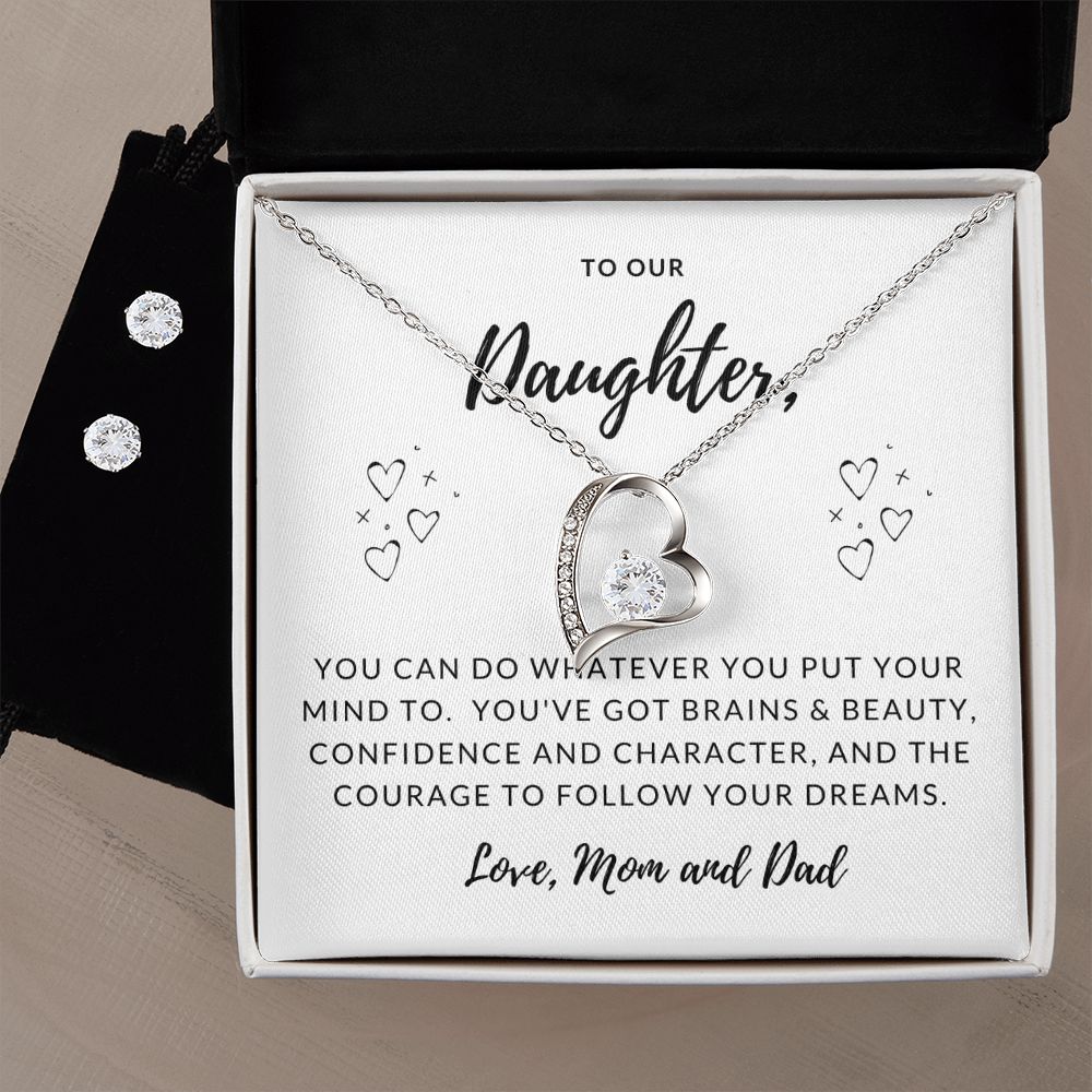 Daughter Forever Love Heart Jewelry Set | Custom Heart Design
