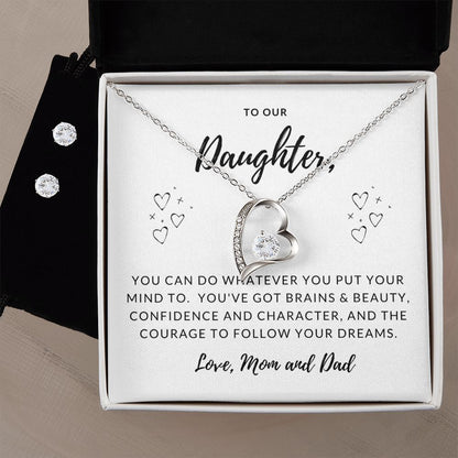 Daughter Forever Love Heart Jewelry Set | Custom Heart Design