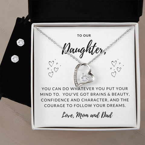 Daughter Forever Love Heart Jewelry Set | Custom Heart Design