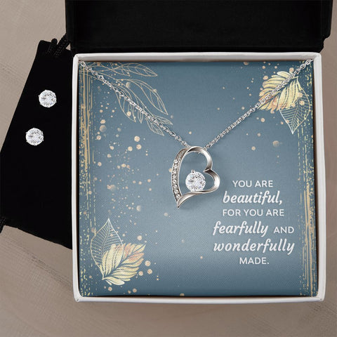 Girlfriend Jewelry Set, Heart Necklace and Earring Set | Custom Heart Design
