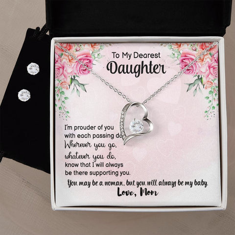Daughter Forever Love Heart Jewelry Set | Custom Heart Design