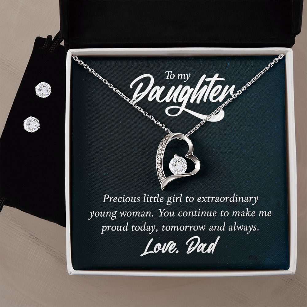 Daughter Forever Love Heart Jewelry Set | Custom Heart Design