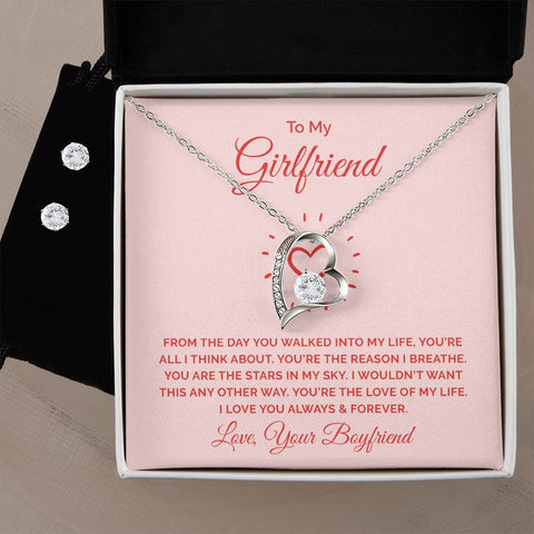 Girlfriend Jewelry Set, Heart Necklace and Earring Set | Custom Heart Design