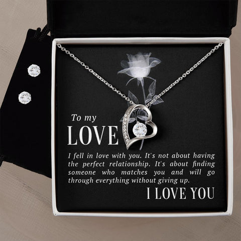 Girlfriend Jewelry Set, Heart Necklace and Earring Set | Custom Heart Design