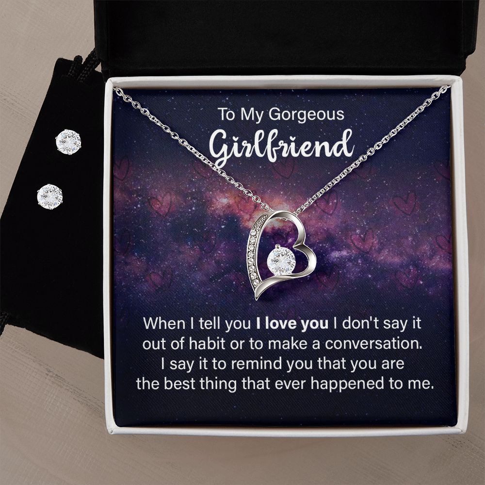 Girlfriend Jewelry Set Heart Necklace and Earring Set Custom