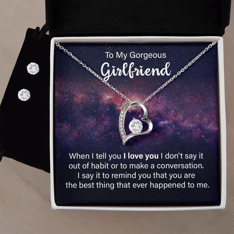 Girlfriend Jewelry Set, Heart Necklace and Earring Set | Custom Heart Design