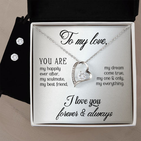 Girlfriend Jewelry Set, Heart Necklace and Earring Set | Custom Heart Design