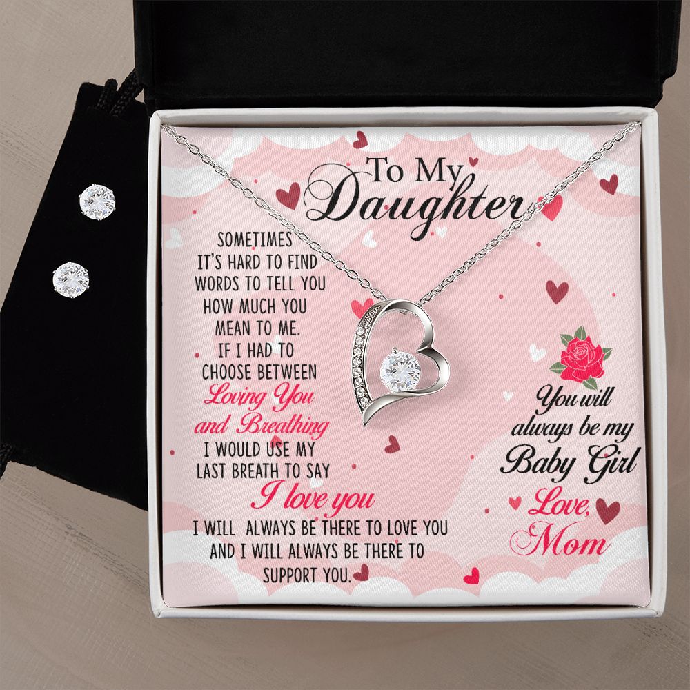Daughter Forever Love Heart Jewelry Set | Custom Heart Design