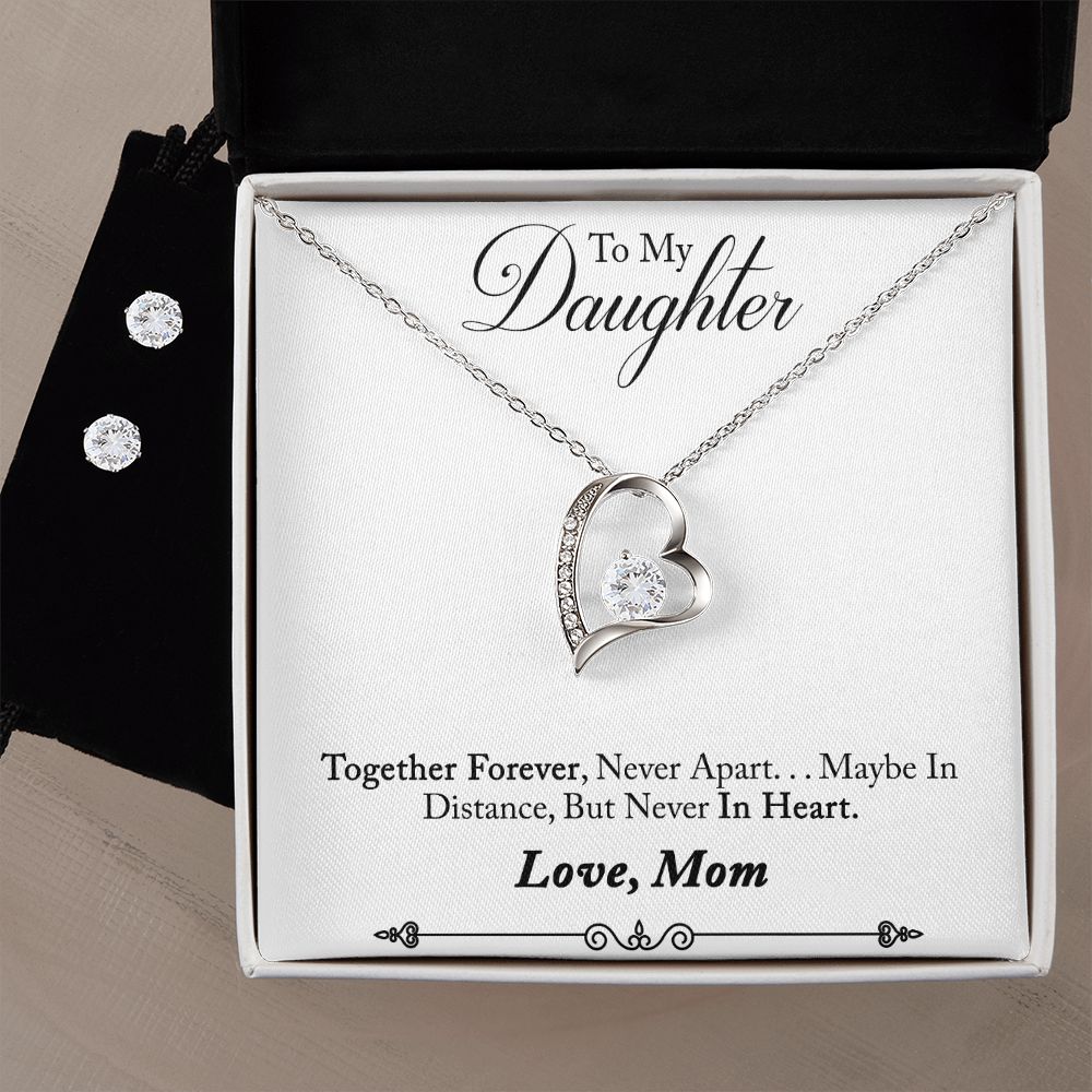 Daughter Forever Love Heart Jewelry Set, From Mom - Custom Heart Design