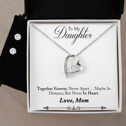 Daughter Forever Love Heart Jewelry Set, From Mom - Custom Heart Design