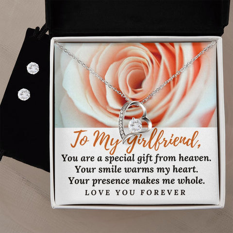 Girlfriend Jewelry Set, Heart Necklace and Earring| Set | Custom Heart Design