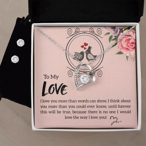 Girlfriend Jewelry Set, Heart Necklace and Earring Set | Custom Heart Design