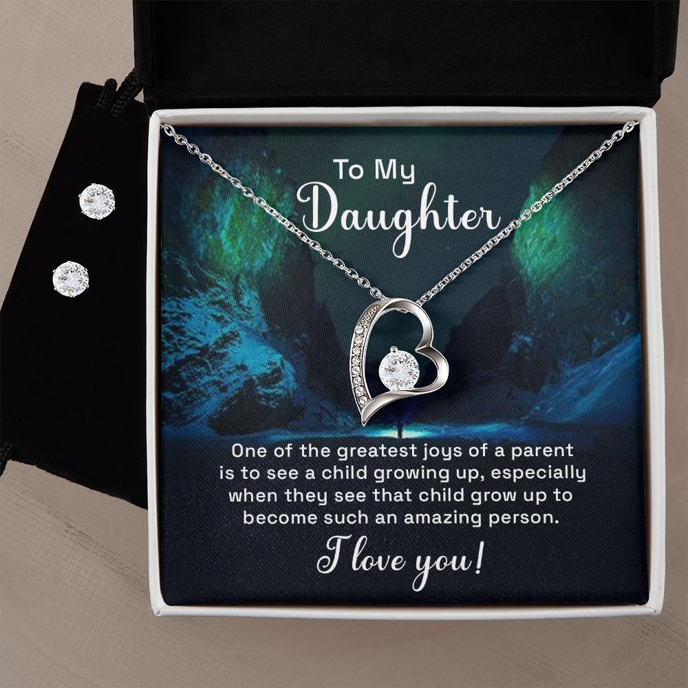 Daughter Forever Love Heart Jewelry Set | Custom Heart Design