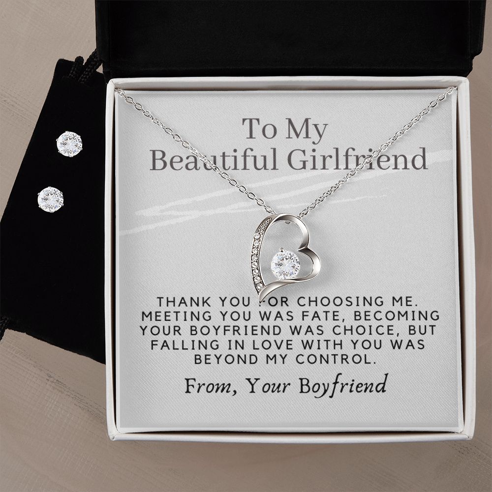 Girlfriend Jewelry Set, Heart Necklace and Earring| Set | Custom Heart Design