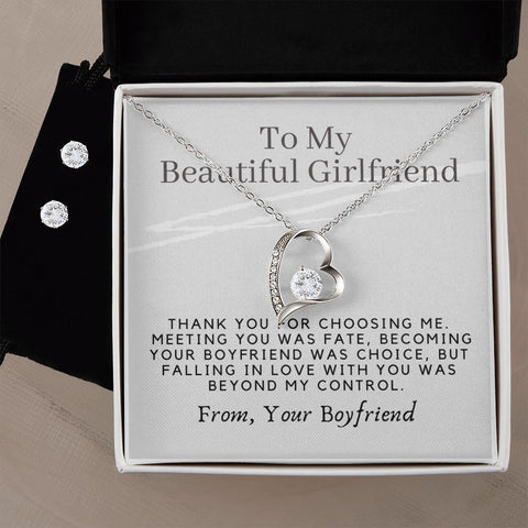 Girlfriend Jewelry Set, Heart Necklace and Earring| Set | Custom Heart Design