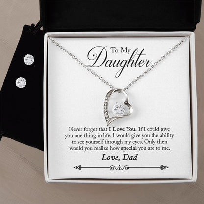 Daughter Forever Love Heart Jewelry Set | Custom Heart Design