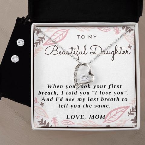 Daughter Forever Love Heart Jewelry Set | Custom Heart Design