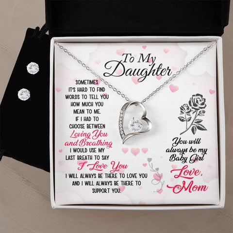Daughter Forever Love Heart Jewelry Set | Custom Heart Design