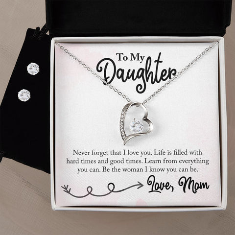 Daughter Forever Love Heart Jewelry Set | Custom Heart Design