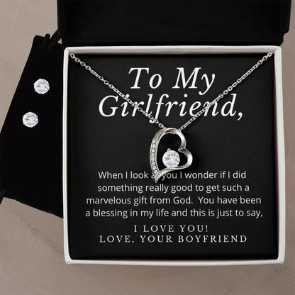 Girlfriend Jewelry Set, Heart Necklace and Earring| Set | Custom Heart Design
