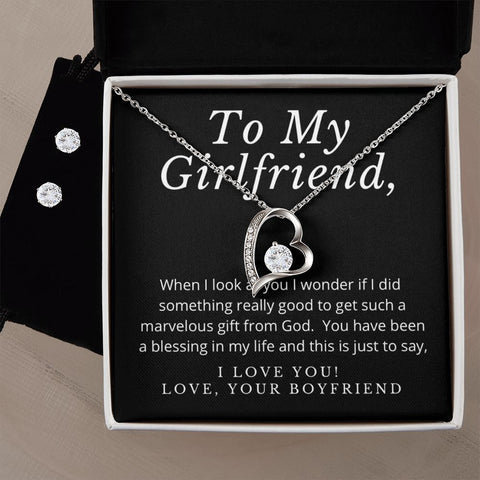 Girlfriend Jewelry Set, Heart Necklace and Earring| Set | Custom Heart Design