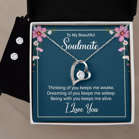 Girlfriend Jewelry Set, Heart Necklace and Earring Set - Custom Heart Design