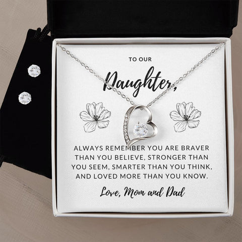 Daughter Forever Love Heart Jewelry Set | Custom Heart Design