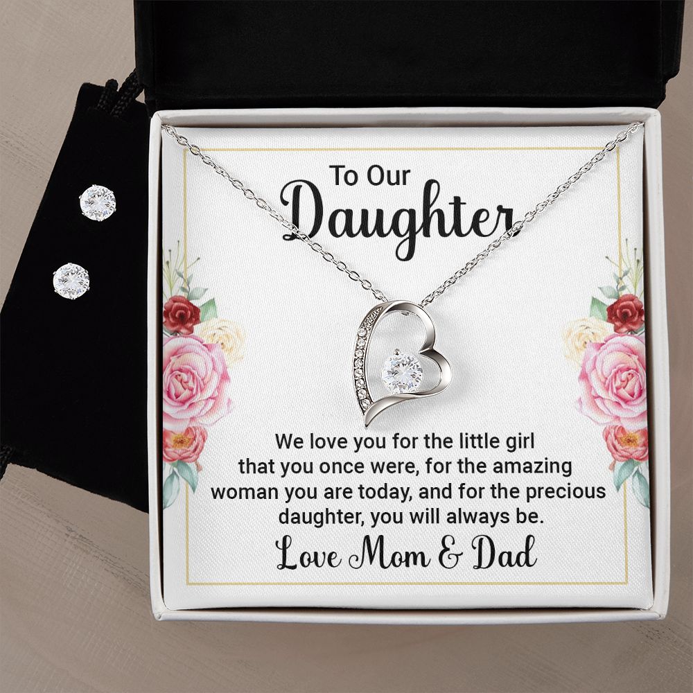Daughter Forever Love Heart Jewelry Set | Custom Heart Design