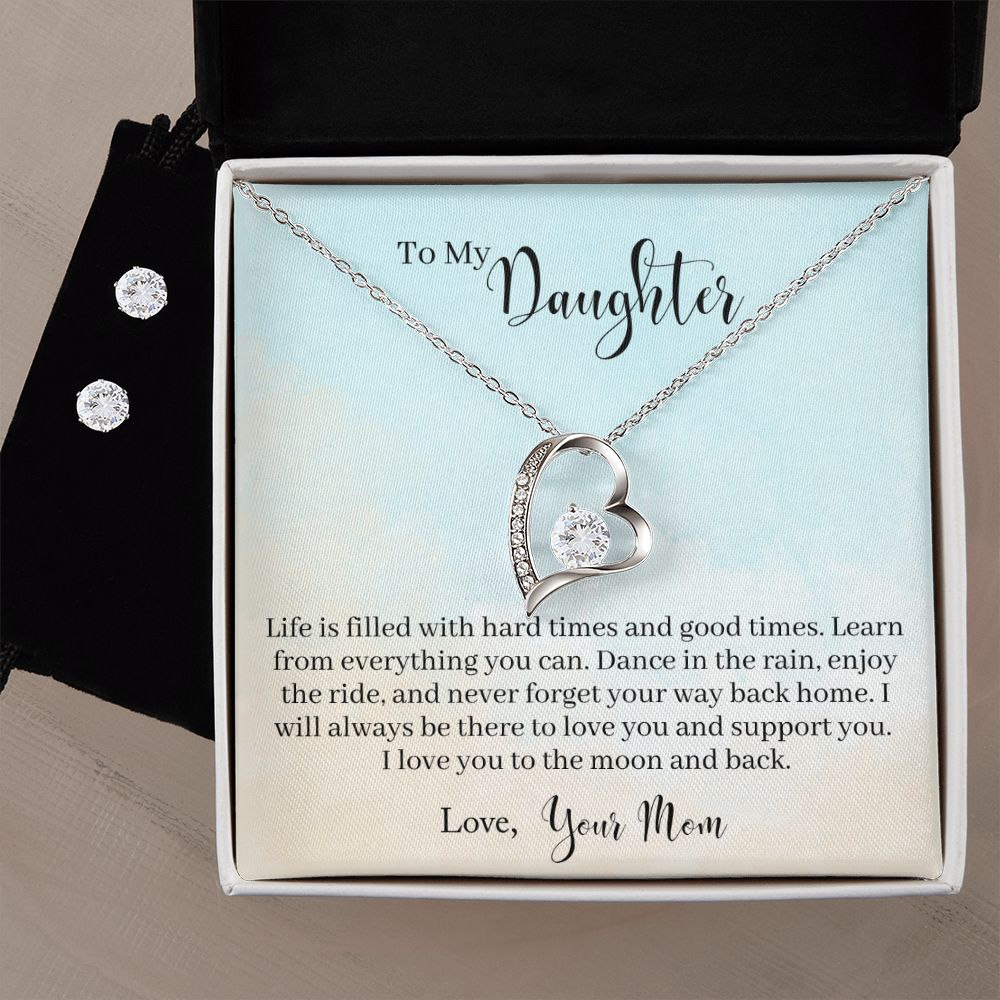 Daughter Forever Love Heart Jewelry Set | Custom Heart Design