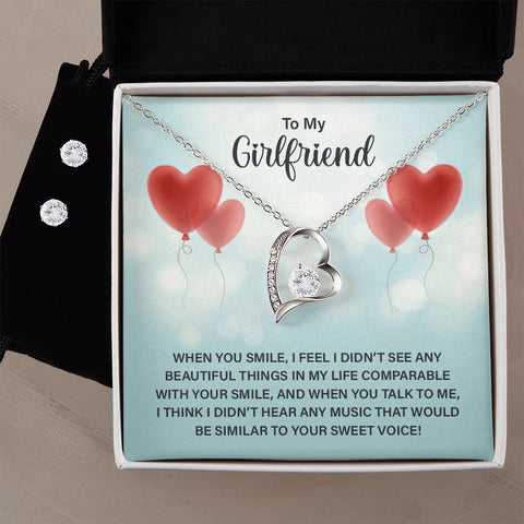 Girlfriend Jewelry Set, Heart Necklace and Earring Set | Custom Heart Design