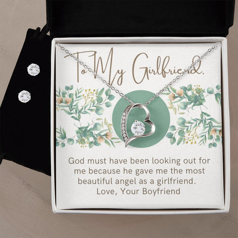 Girlfriend Jewelry Set, Heart Necklace and Earring| Set | Custom Heart Design
