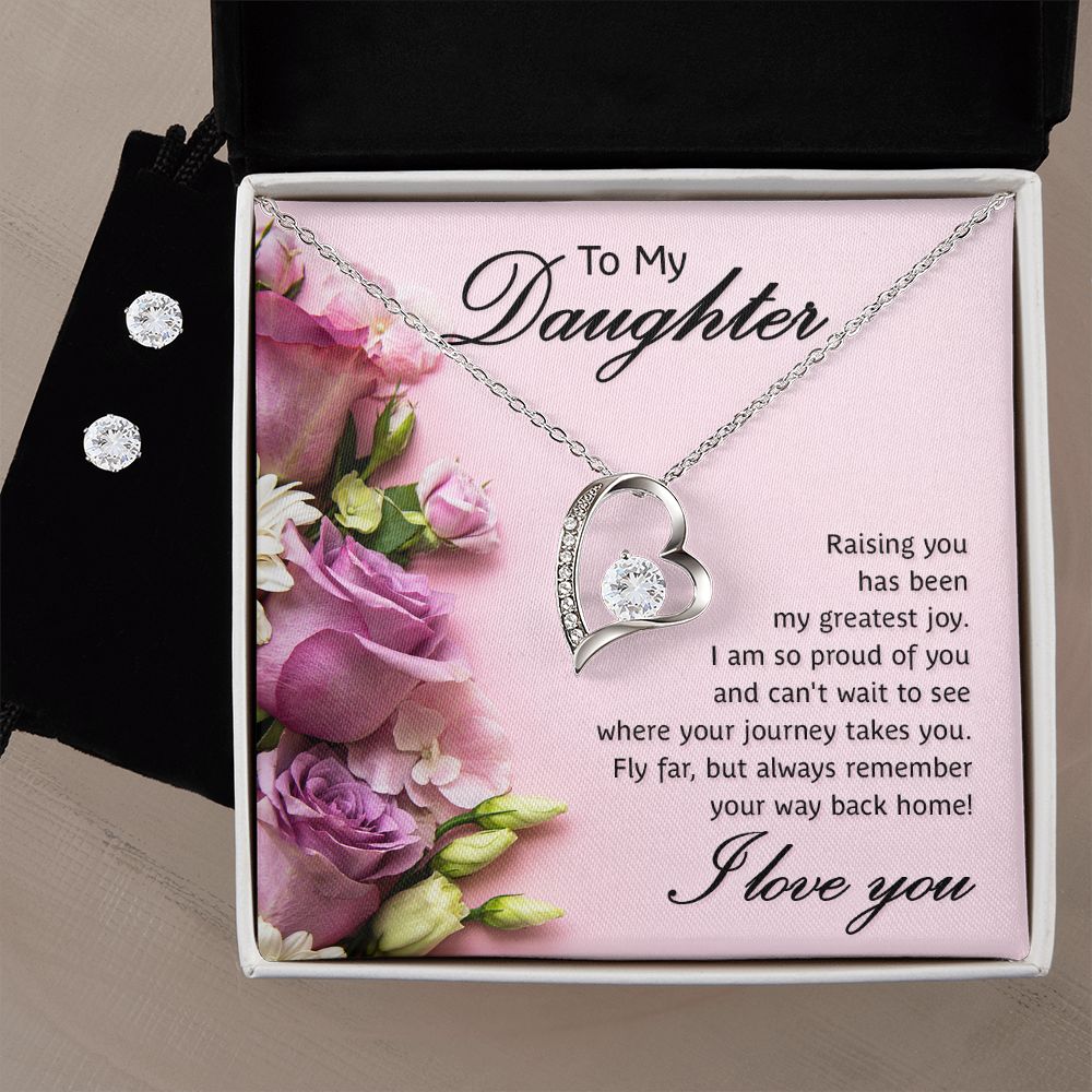 Daughter Forever Love Heart Jewelry Set | Custom Heart Design