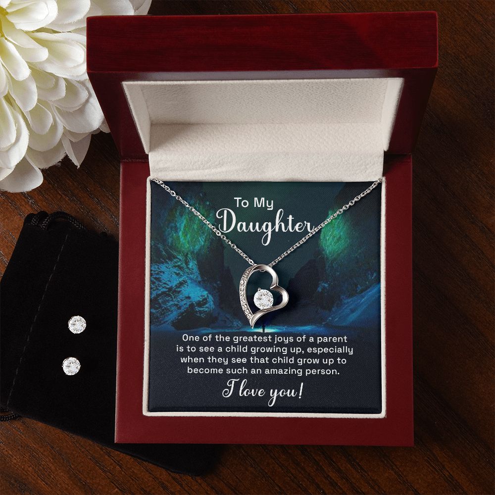 Daughter Forever Love Heart Jewelry Set | Custom Heart Design