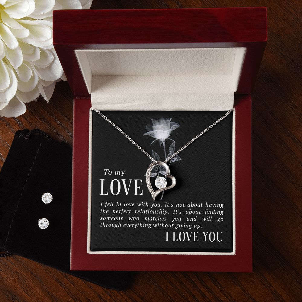 Girlfriend Jewelry Set, Heart Necklace and Earring Set | Custom Heart Design