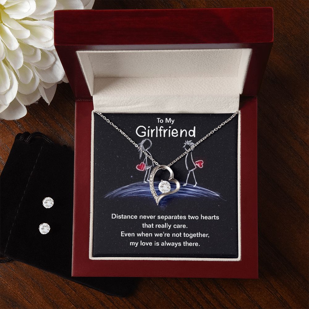 Girlfriend Jewelry Set, Heart Necklace and Earring Set | Custom Heart Design