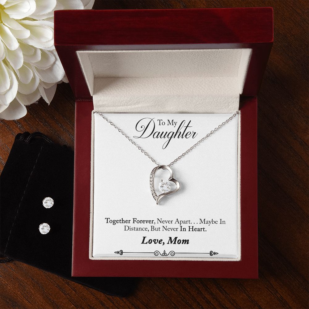 Daughter Forever Love Heart Jewelry Set, From Mom - Custom Heart Design