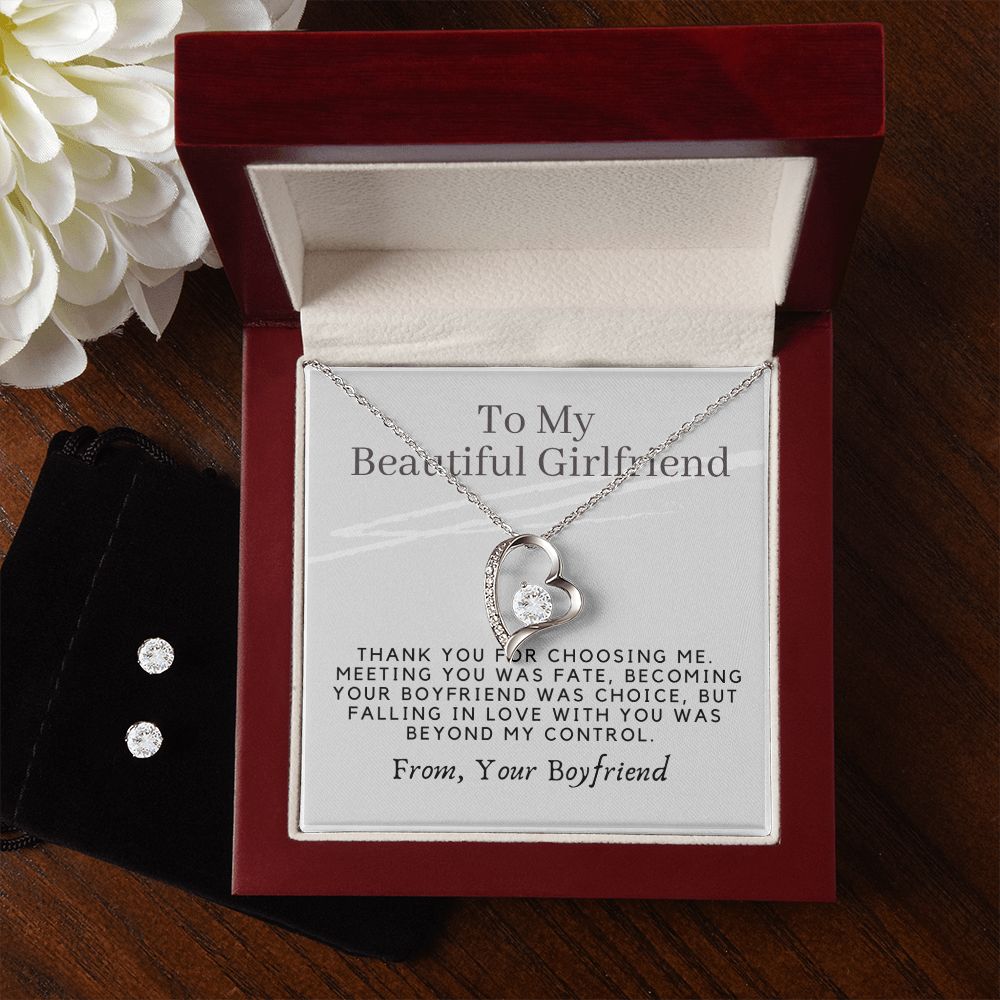 Girlfriend Jewelry Set, Heart Necklace and Earring| Set | Custom Heart Design
