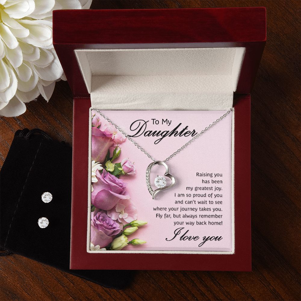 Daughter Forever Love Heart Jewelry Set | Custom Heart Design