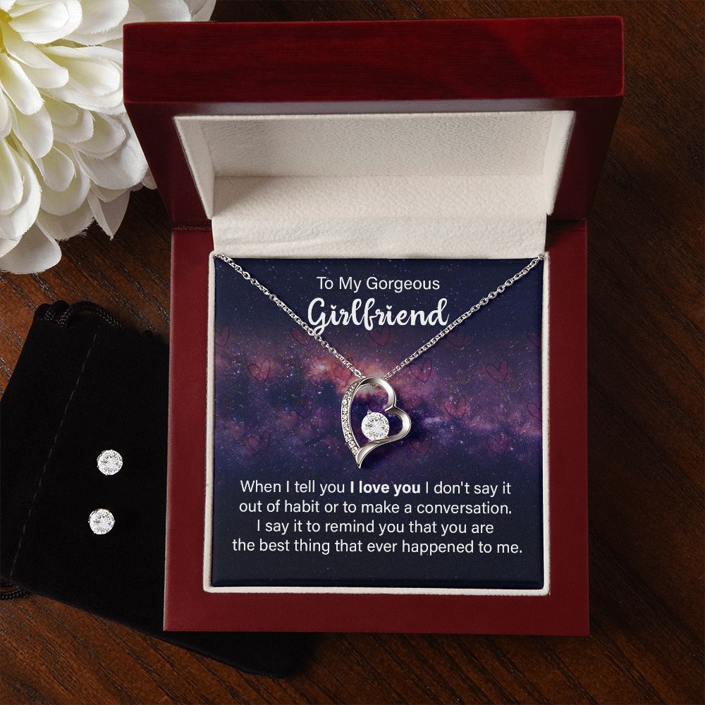 Girlfriend Jewelry Set, Heart Necklace and Earring Set | Custom Heart Design