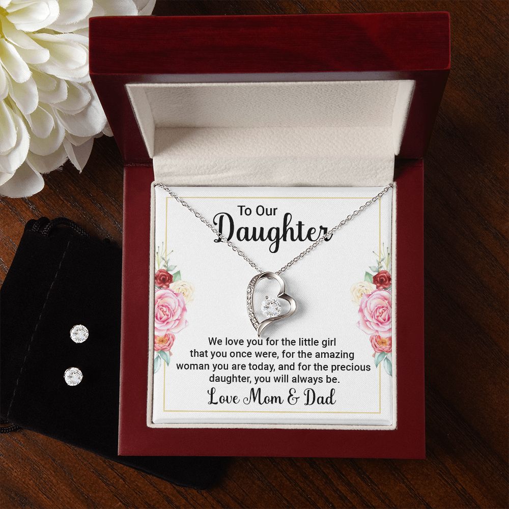 Daughter Forever Love Heart Jewelry Set | Custom Heart Design