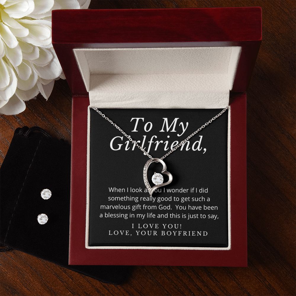 Girlfriend Jewelry Set, Heart Necklace and Earring| Set | Custom Heart Design