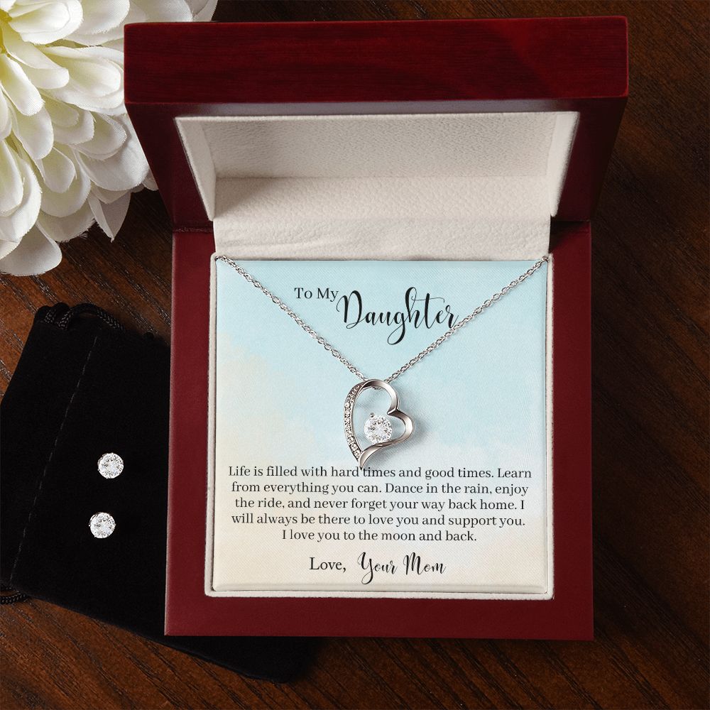 Daughter Forever Love Heart Jewelry Set | Custom Heart Design